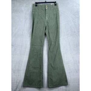 Free People Jayde High Rise Flare Corduroy Pants Size 26 in Army Green